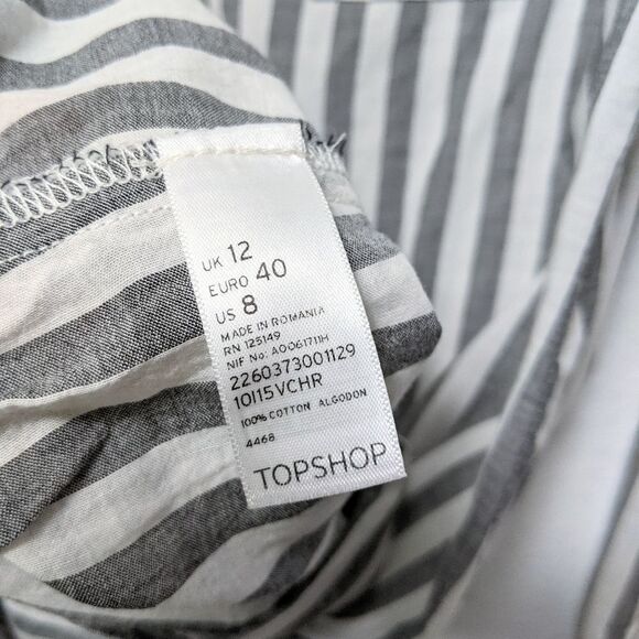 TOPSHOP Cotton Striped Button Front Tunic 8 - Picture 6 of 7